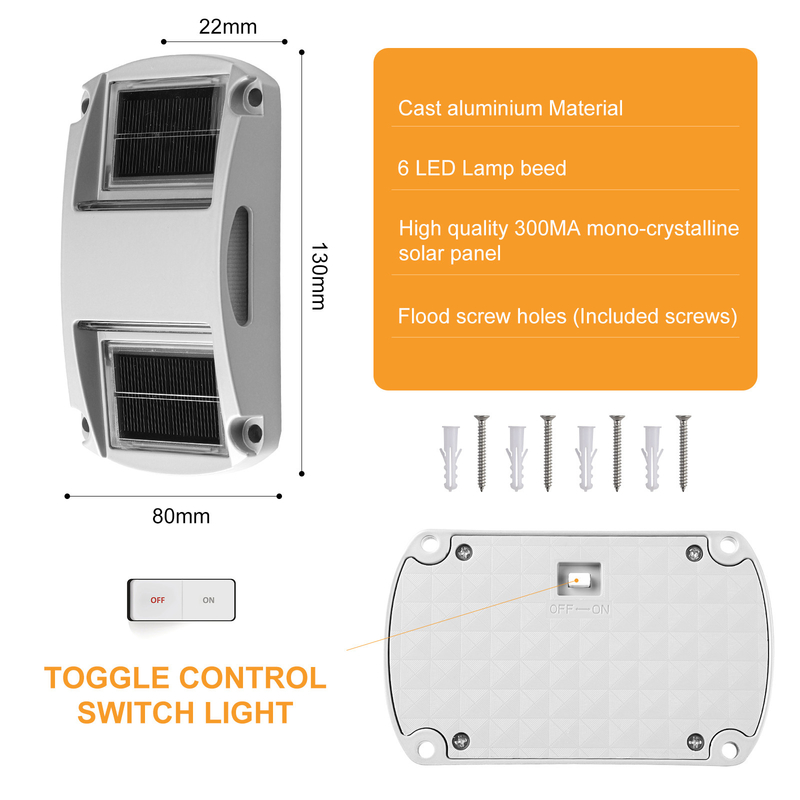 Aluminum Alloy Mini Solar Deck Lights 1.2v/600mah Battery Long Lifespan