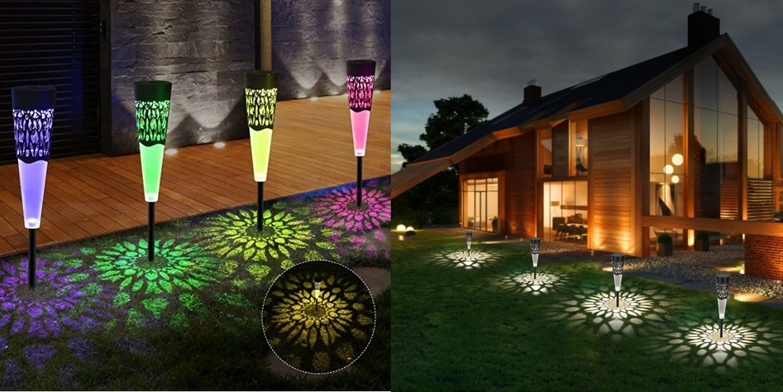 Pattern Design Solar Powered Landscape Lights Multi Color Decor Light