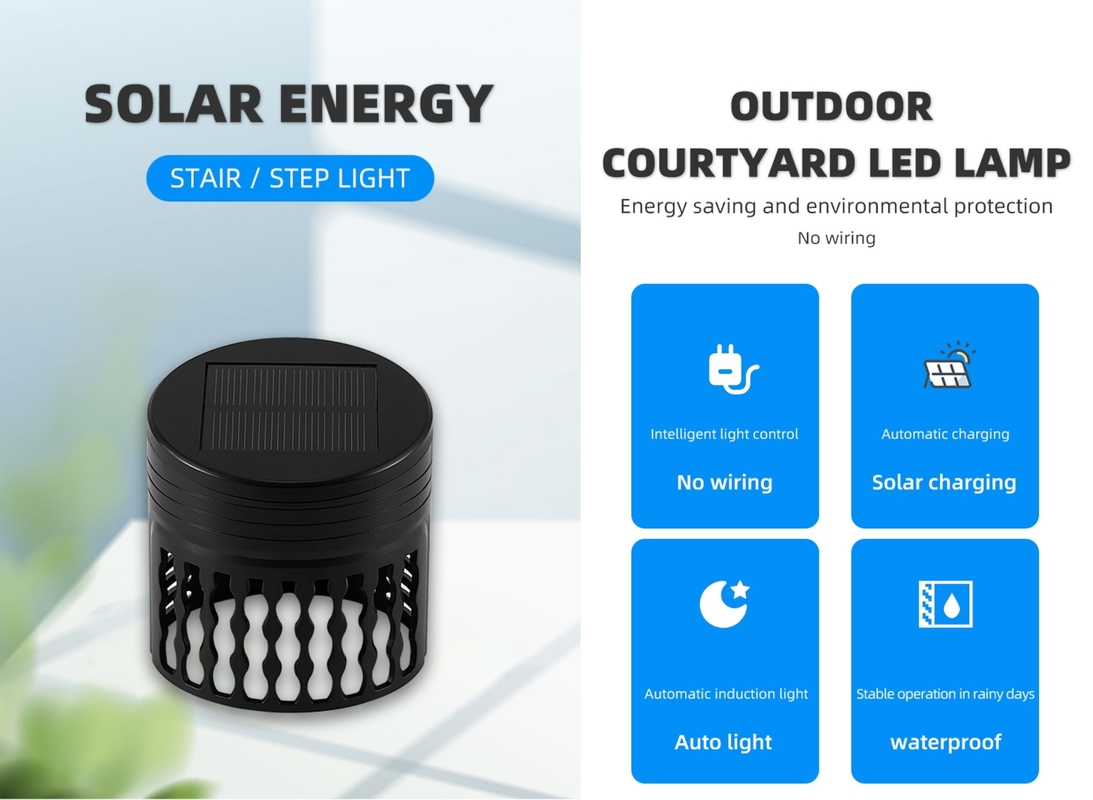 Mini solar ambient garden lights waterproof LED outdoor fence light round shape
