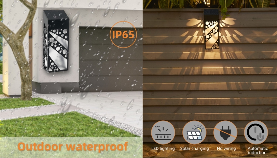 IP65 waterproof solar wall lights outdoor LED lighting UV resistent fence garden light