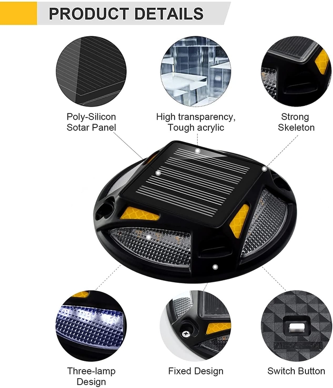 Aluminum Solar Powered LED Dock Lights Wireless Road Marker For Step Sidewalk