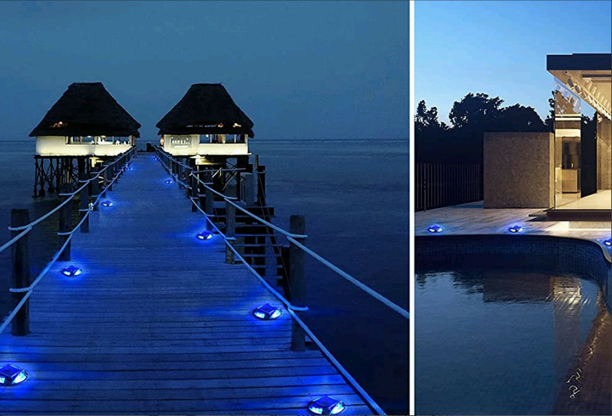 Aluminum Solar Powered LED Dock Lights Wireless Road Marker For Step Sidewalk