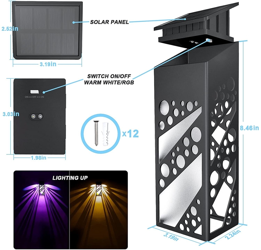 Waterproof Fence Led Solar Wall Light Garden 280mA For Decoration
