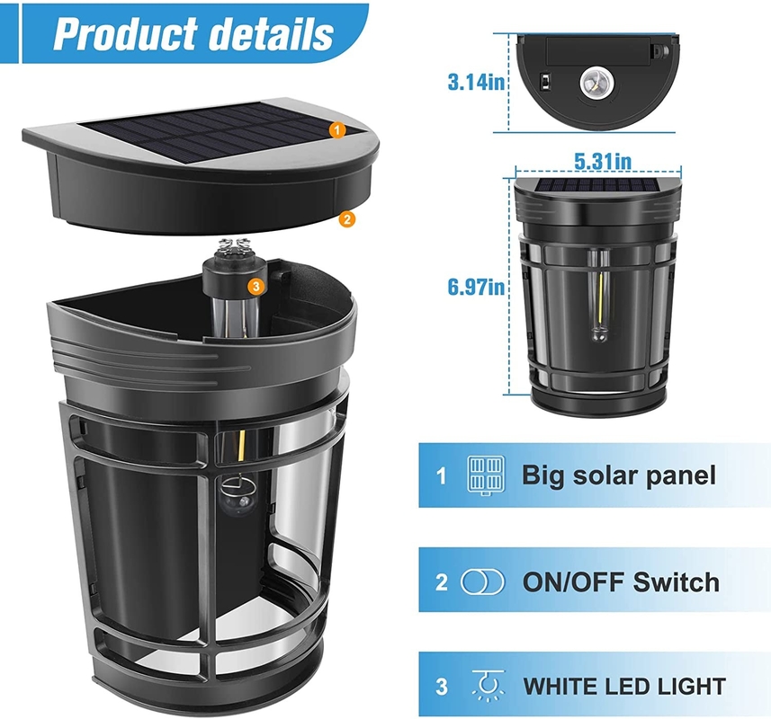 Vintage Wireless Fence Solar Outdoor Wall Light Decorate Garden Patio Yard 3.7V 1800mAh