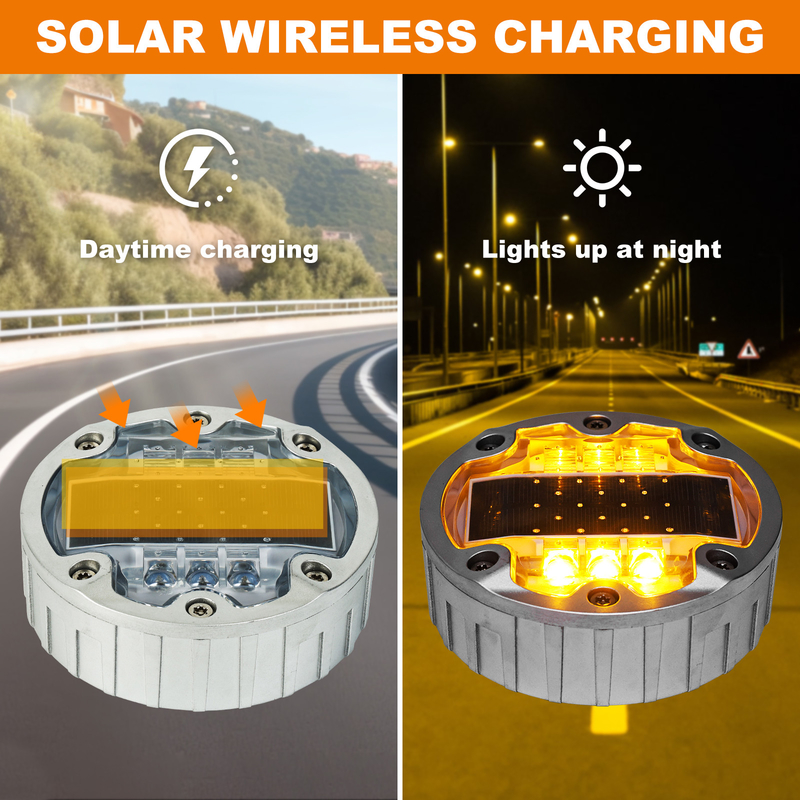 Wireless Solar Powered Road Reflectors Solid Cast Aluminum Solar Road Stud Lights