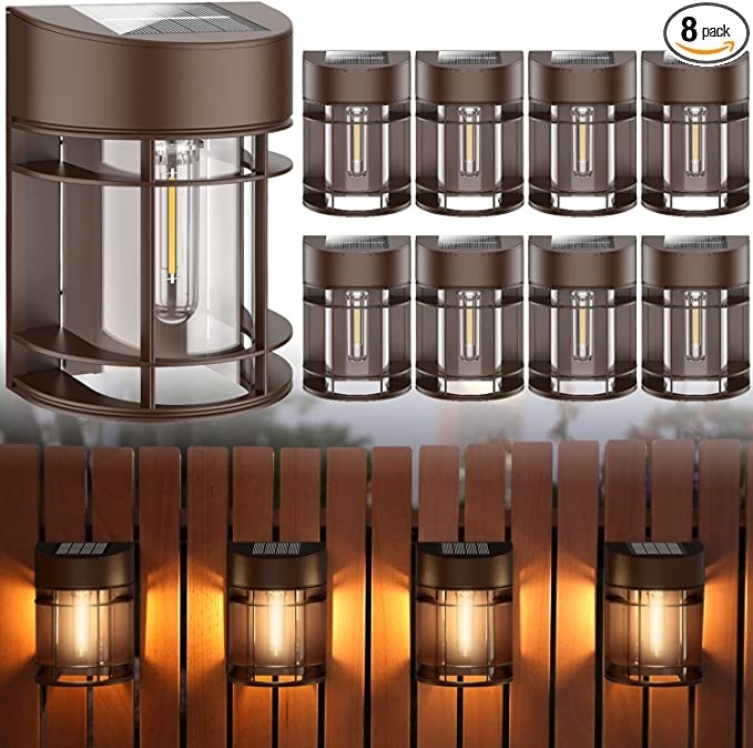 Garden Fence Decoration LED Solar Lamp Waterproof Warm White  For Backyard Patio