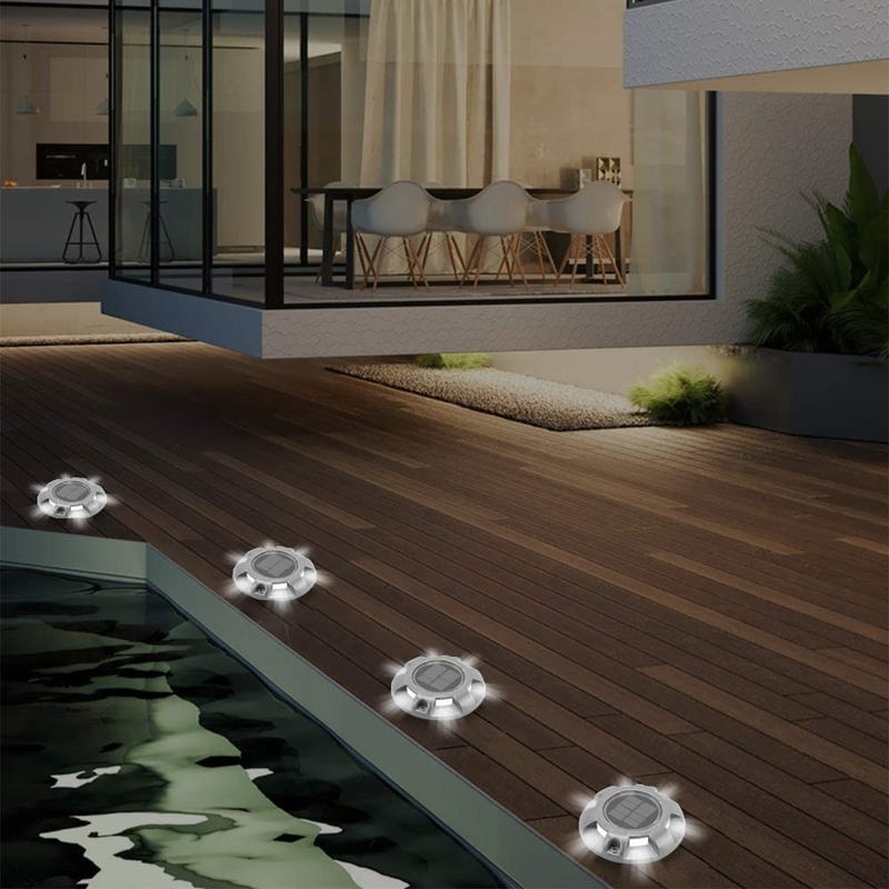 Outdoor Waterproof Garden Lawn Deck Driveway Dock Road Safety Solar Powered Ground Light