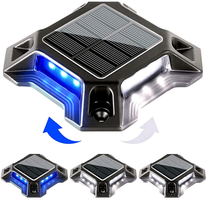 Solar LED Driveway Dock Lights Outdoor Warning Step Lights For Sidewalk Garden Pathway Yard