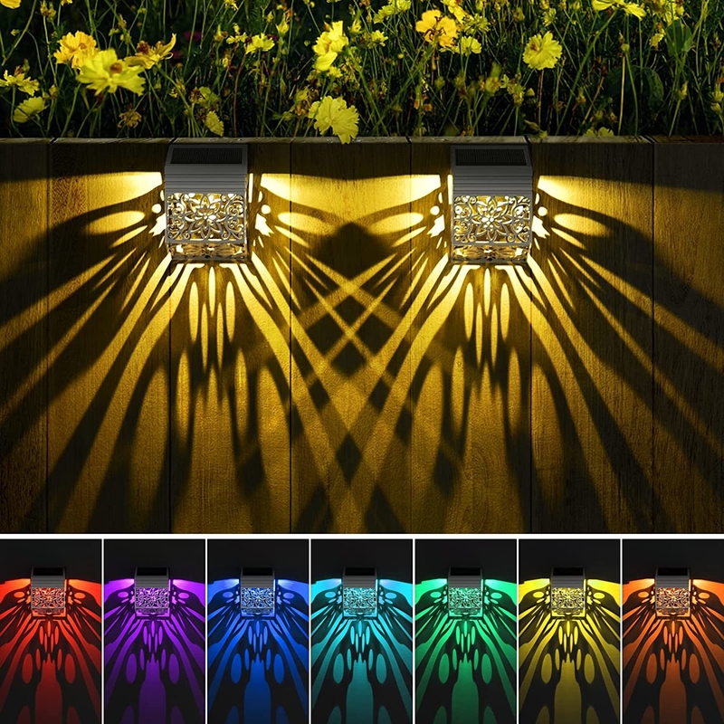 Solar Powered Outdoor Fence Garden Light Colorful Mini Solar Decorative Wall Light