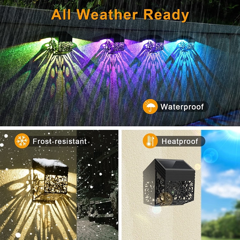 Solar Powered Outdoor Fence Garden Light Colorful Mini Solar Decorative Wall Light