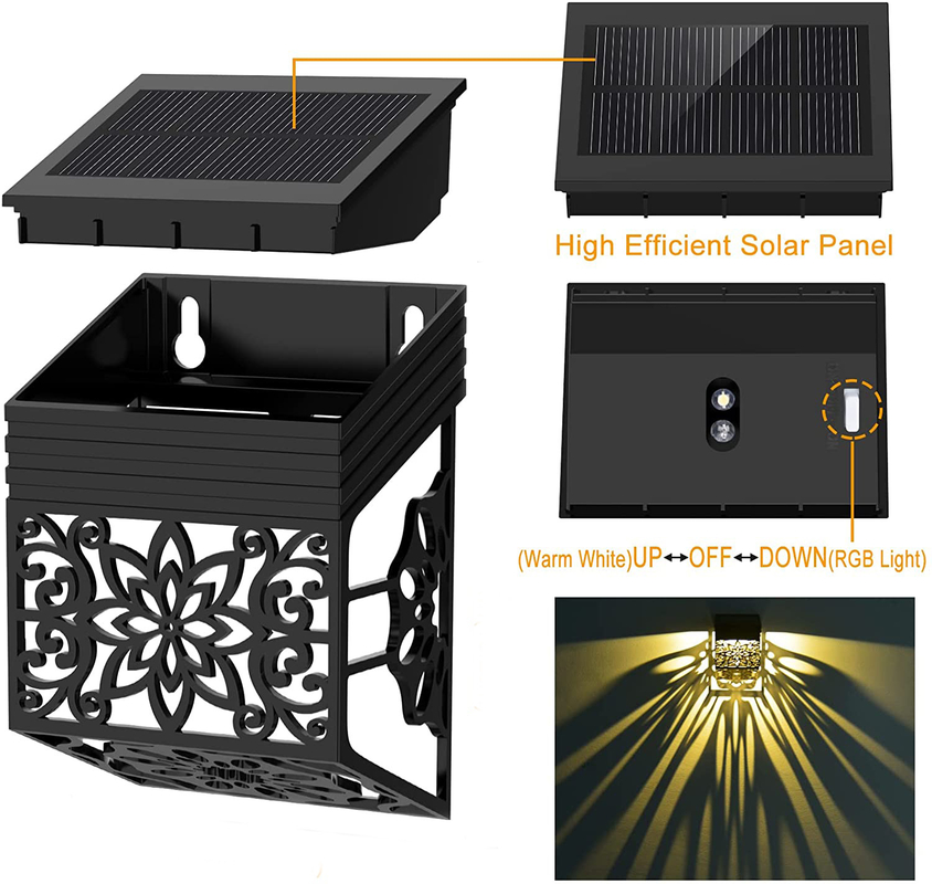 Outdoor Waterproof Solar Yard Fence Light Multiple Colors Solar LED Gate Pillar Light For Garden