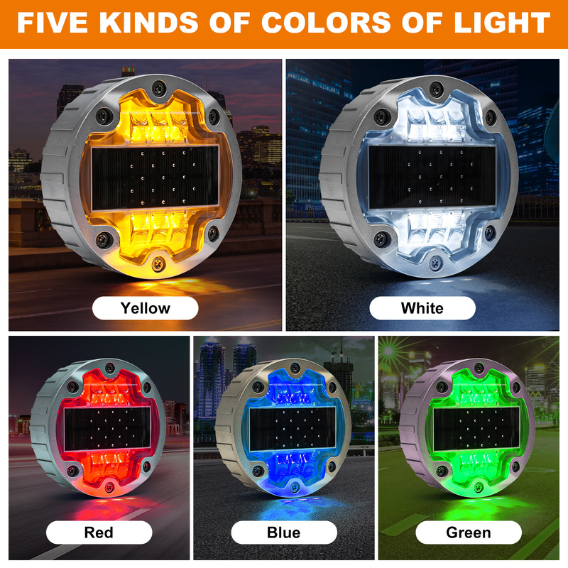 LED Solar Road Studs with Colorful Light Source for Enhanced Safety on Roads