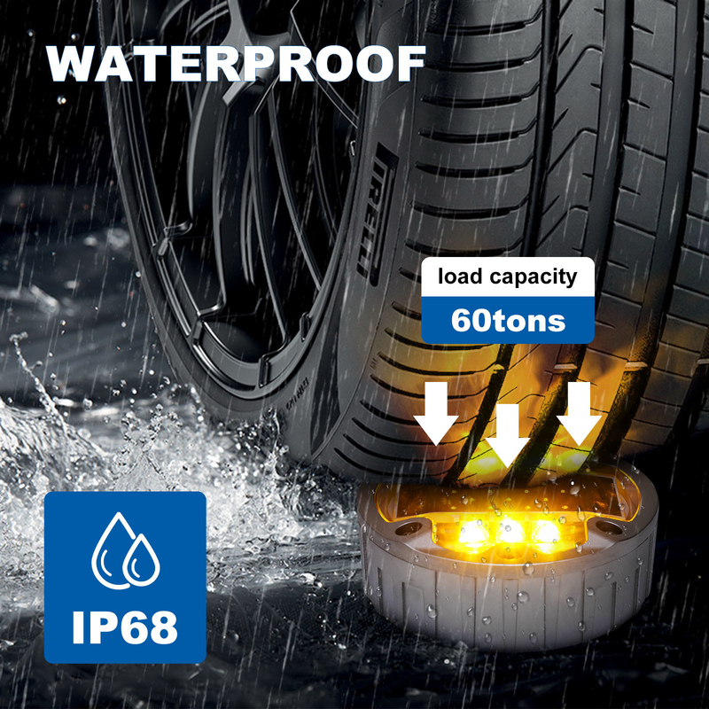 LED Solar Road Studs IP68 Waterproof White/Yellow/Red/Blue/Green -40C~85C Temperature 0.2W Power