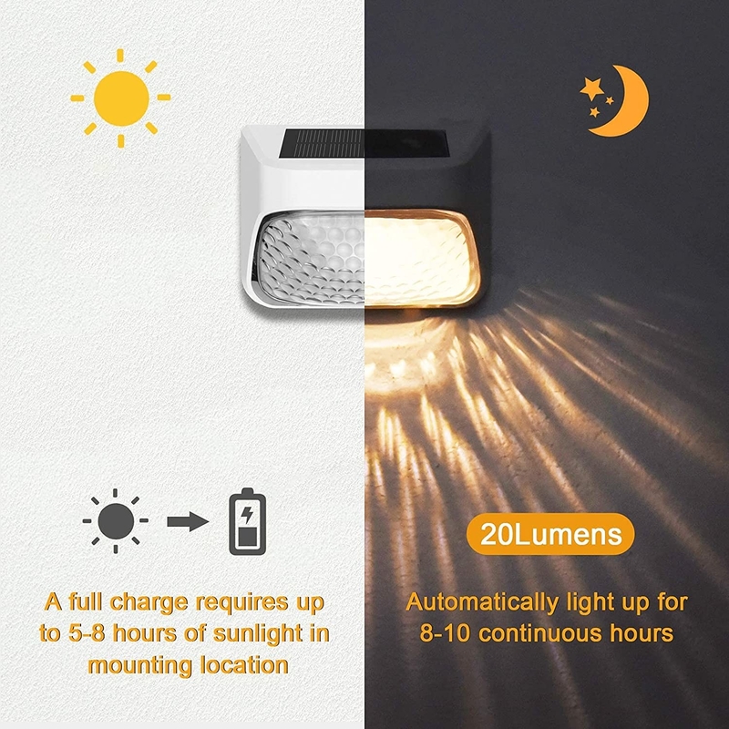 RGB Warm White Solar Fence Light IP65 Waterproof Level Monocrystalline Silicon 15-Hour Work Time