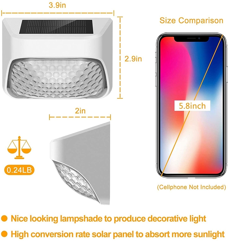 100g Solar Fence Light Black ABS PMMA Warm White RGB 20Lumens Waterproof IP65 4.5 Hrs Charge