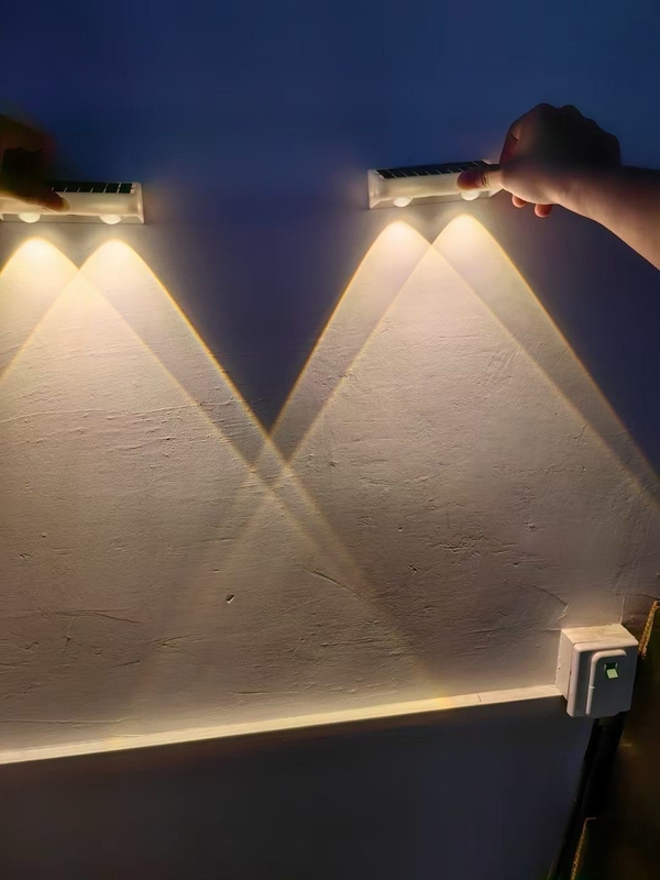 ABS Body 4-Sided Illuminated Solar Wall Light ABA PC Shell With Warm White RGB LED Lighting