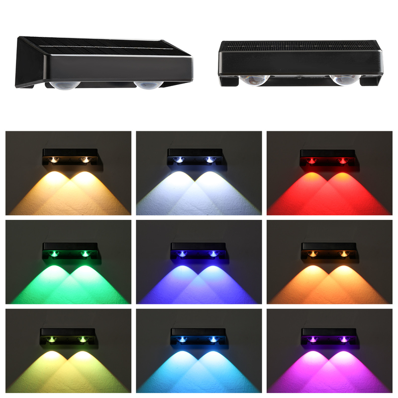 Dual Mode Waterproof RGB Solar Wall Light with Warm White RGB Lighting Color and 2 Bubble LEDs