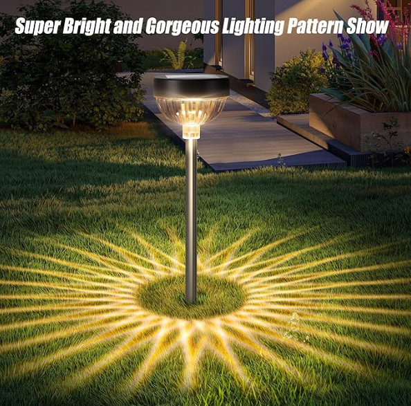 Solar Powered LED Garden Lights with IP65 Waterproof Level and 10LM Light Intensity for Outdoor Pathway