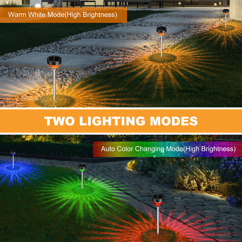 ABS PC Solar Garden Lights Warm White/Cool White/RGB Steady/Breathing LED 20 Hrs Run Time