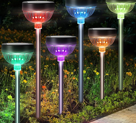 ABS PC Solar Garden Lights Warm White/Cool White/RGB Steady/Breathing LED 20 Hrs Run Time