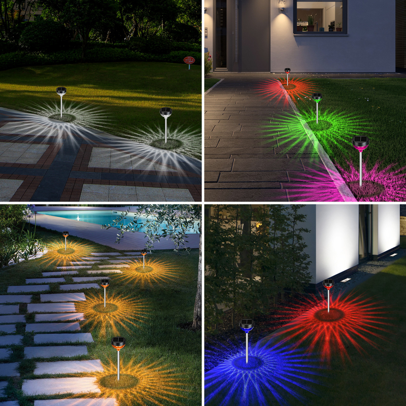 Solar LED Garden Lights with Monocrystalline Silicon Panel IP65 Waterproof Level Steady/Breathing Light Mode