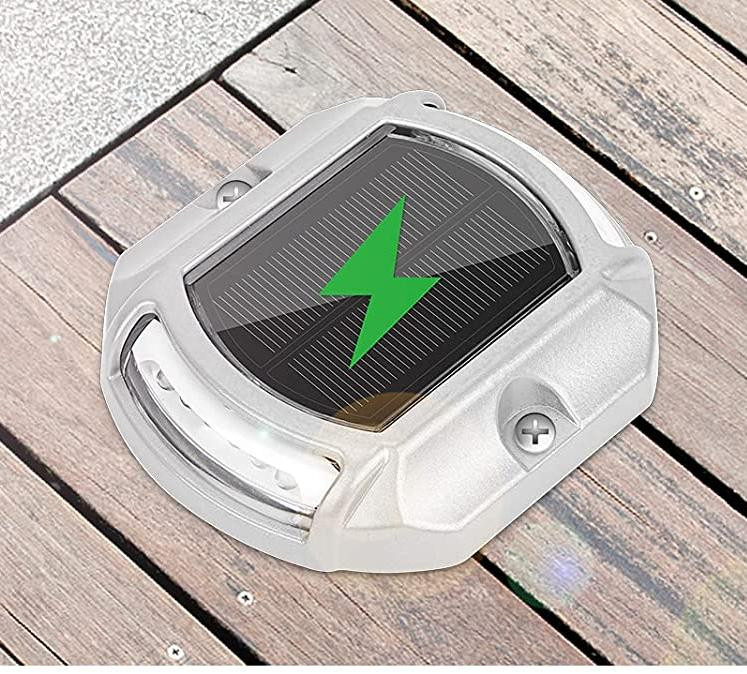 Solar Dock Light Aluminum IP68 Waterproof LED For Dock Illumination - Bule/Cold White Glow