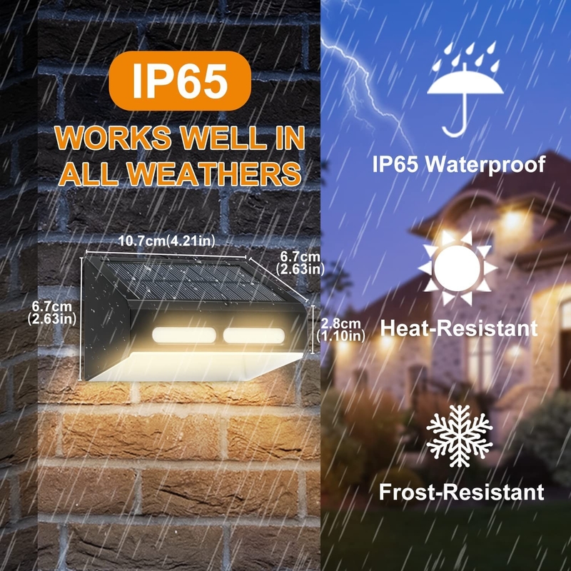 RGB Waterproof LED Solar Wall Light with Constant Bright IP65 Protection ABA PC Shell