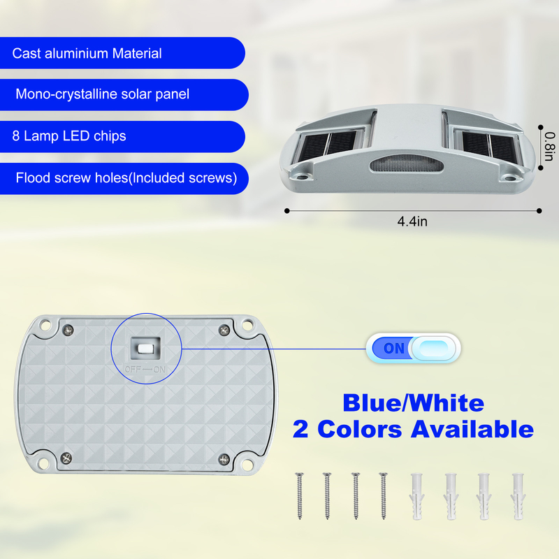 Solar Dock Light Screw Installation Blue/Cold White LED -20.C~60.C Working Temperature Solar Powered 150g