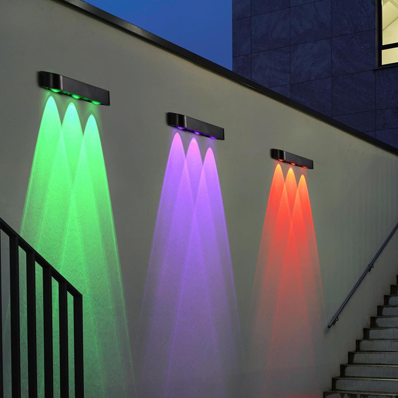 Outdoor Solar Wall Light With Ternary Lithium Battery 3Pcs LED RGB Breathing IP65 ABA PC Shell
