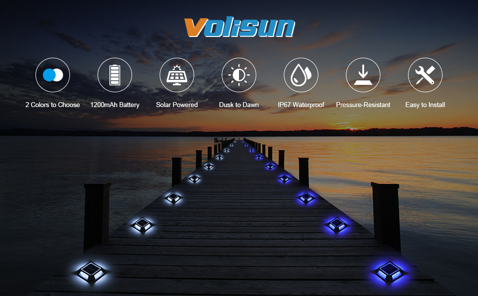 Outdoor Solar Dock Light Waterproof Solar Deck Lights Of 20 Lumens Brightness With 1.2V/600MAH Battery Aluminum PC