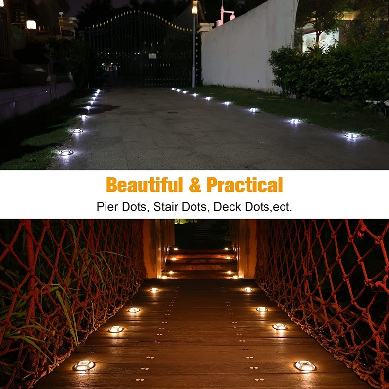 Waterproof Solar Deck Lights IP67 LED Ourdoor Solar Dock Light for Outdoor Lighting