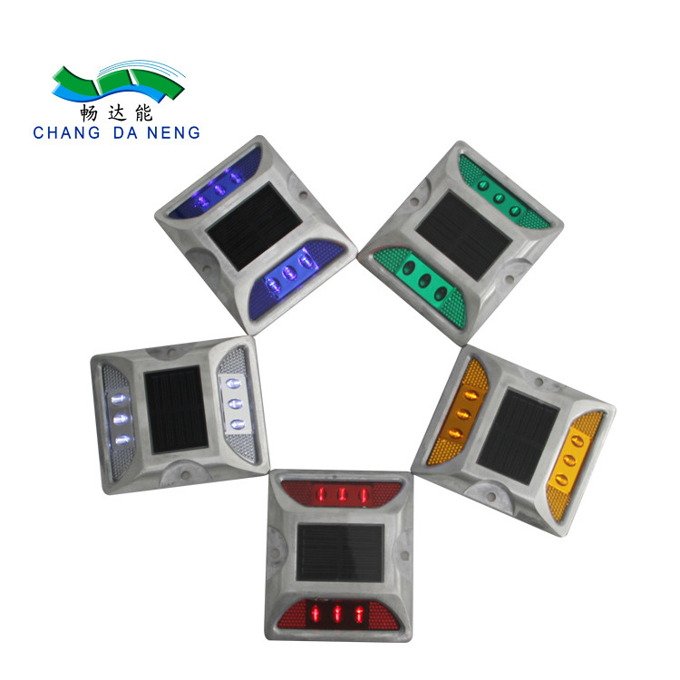 White Yellow Red Blue Green 330g 2V LED Solar Powered Road Studs Work Temp -20C- 70C Aluminum Alloy