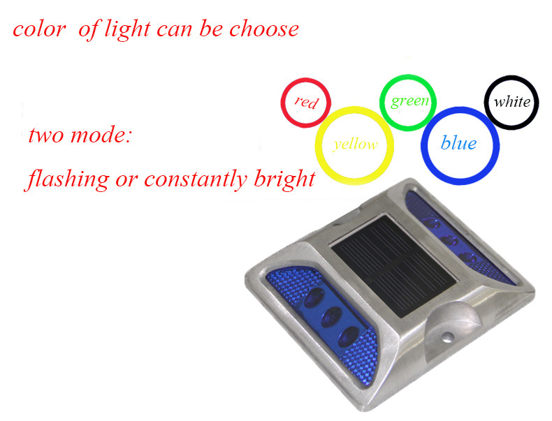 White Yellow Red Blue Green 330g 2V LED Solar Powered Road Studs Work Temp -20C- 70C Aluminum Alloy
