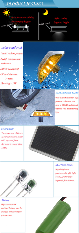 Solar Road Markers with Aluminum Alloy and PC Materials for Safety Warning