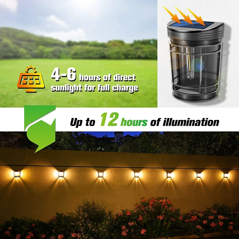 Warm White to RGB Solar Wall Light Ternary lithium battery With Waterproof IP65 PC Shell