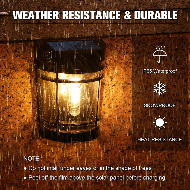 Warm White to RGB Solar Wall Light Ternary lithium battery With Waterproof IP65 PC Shell
