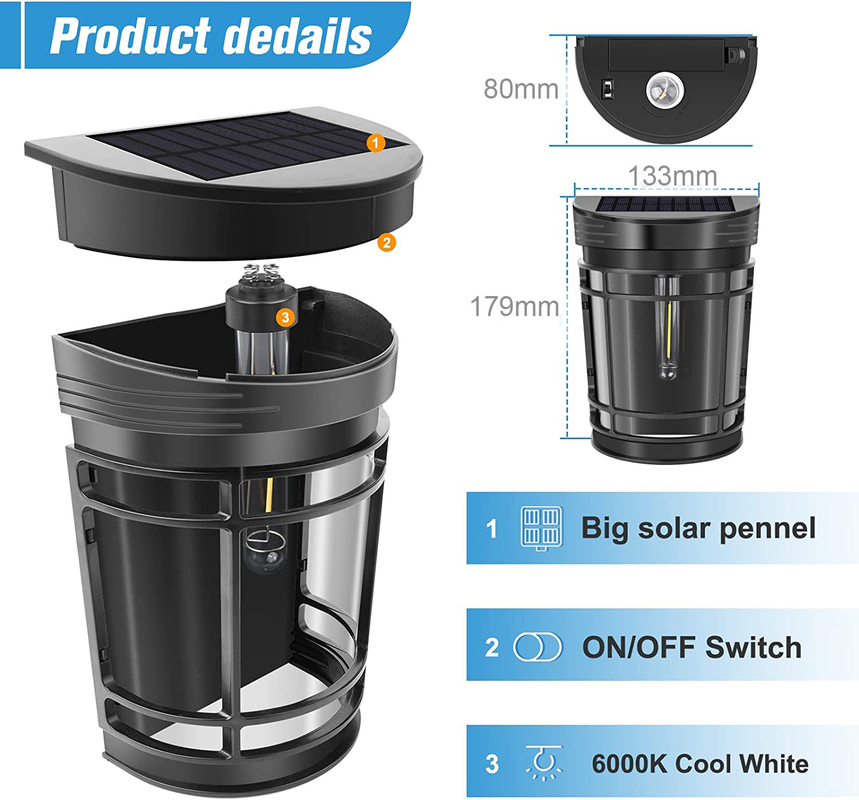 Warm White to RGB Solar Wall Light Ternary lithium battery With Waterproof IP65 PC Shell