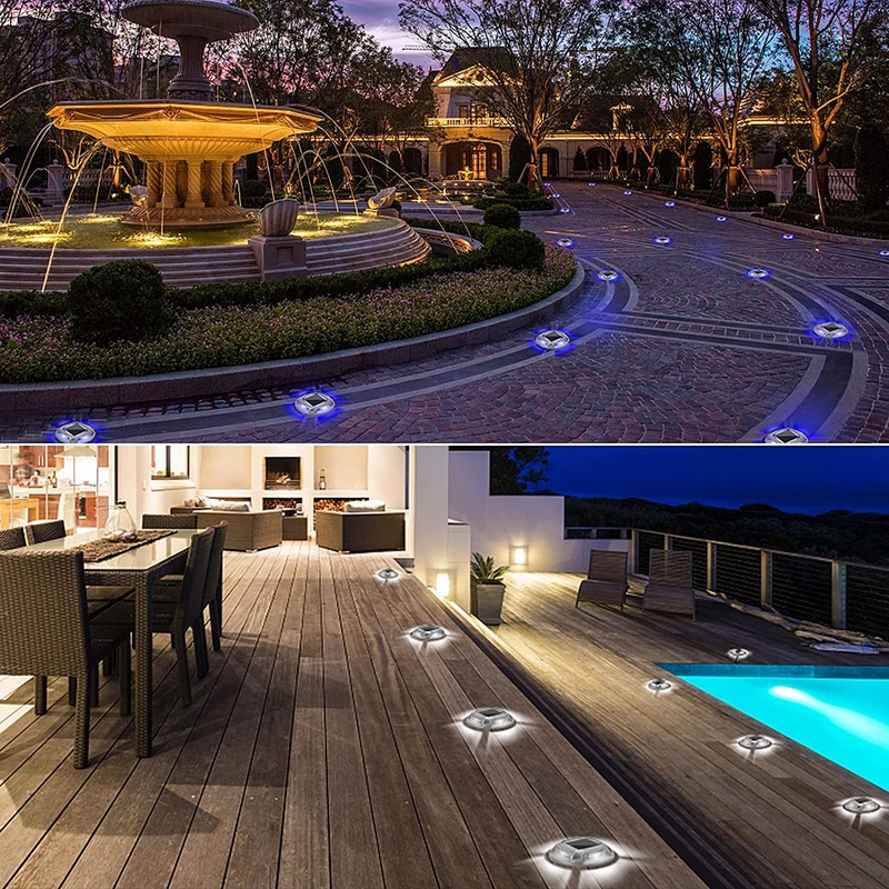 Outdoor Solar Powered Waterproof Dock Lights Warming Step LED Deck Solar Driveway Lights