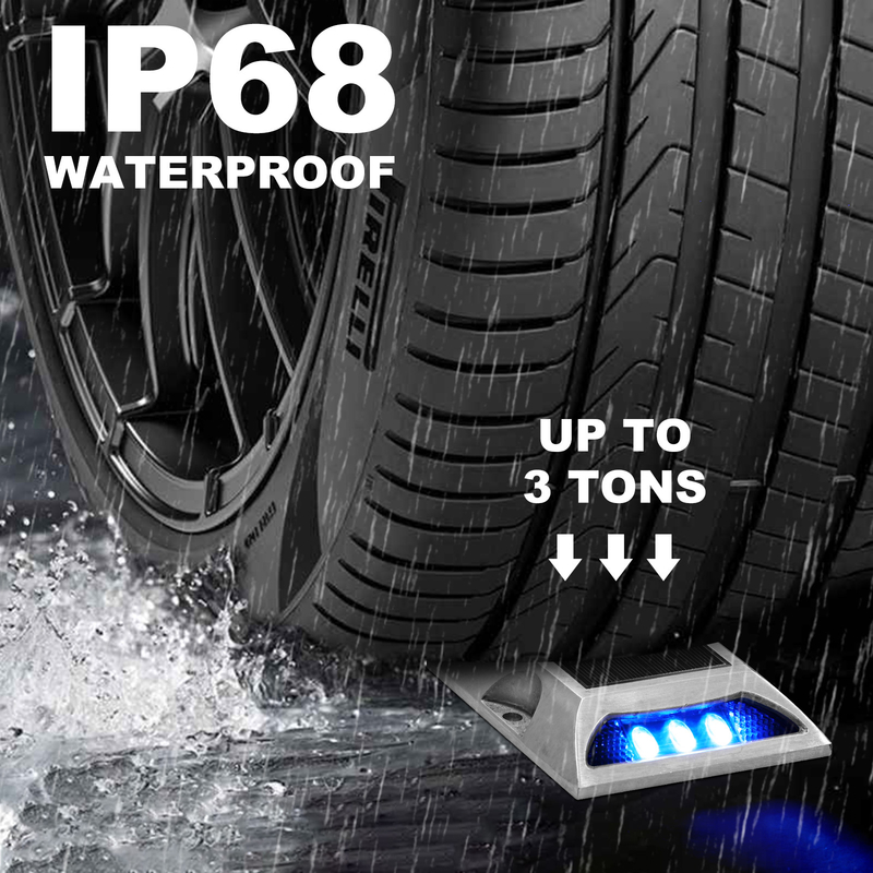Driveway Bright Aluminum Solar Road Studs with Flashing Lights and Working Time ≥100h