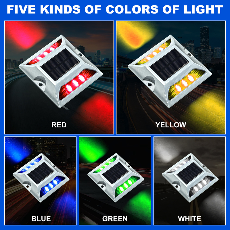 Driveway Bright Aluminum Solar Road Studs with Flashing Lights and Working Time ≥100h