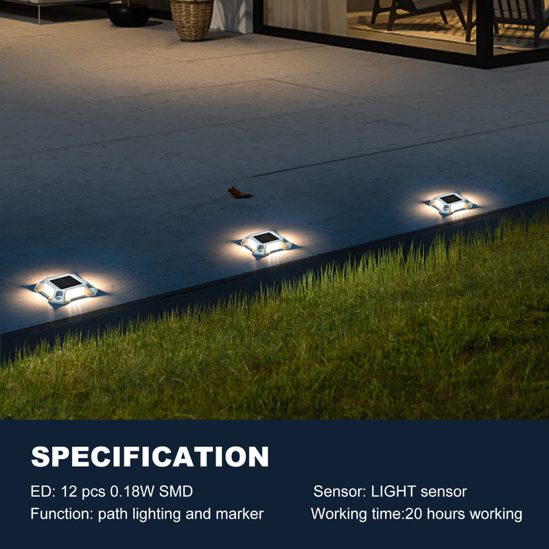 Pavement outdoor aluminium alloy led road studs mounting rail solar power garden decorative ground deck dock floor light