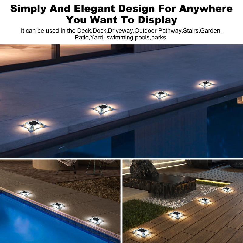 Pavement outdoor aluminium alloy led road studs mounting rail solar power garden decorative ground deck dock floor light
