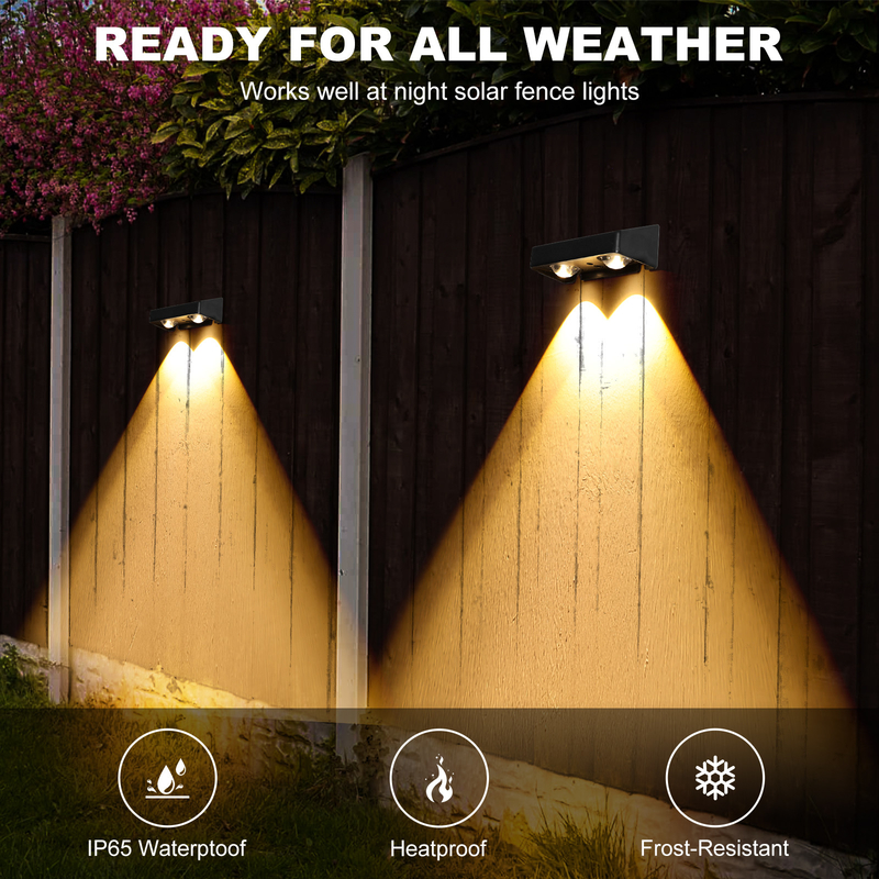 Waterproof Up And Down Solar Wall Light ABS Housing For Yard Deck Garden Garage Walkway Porch