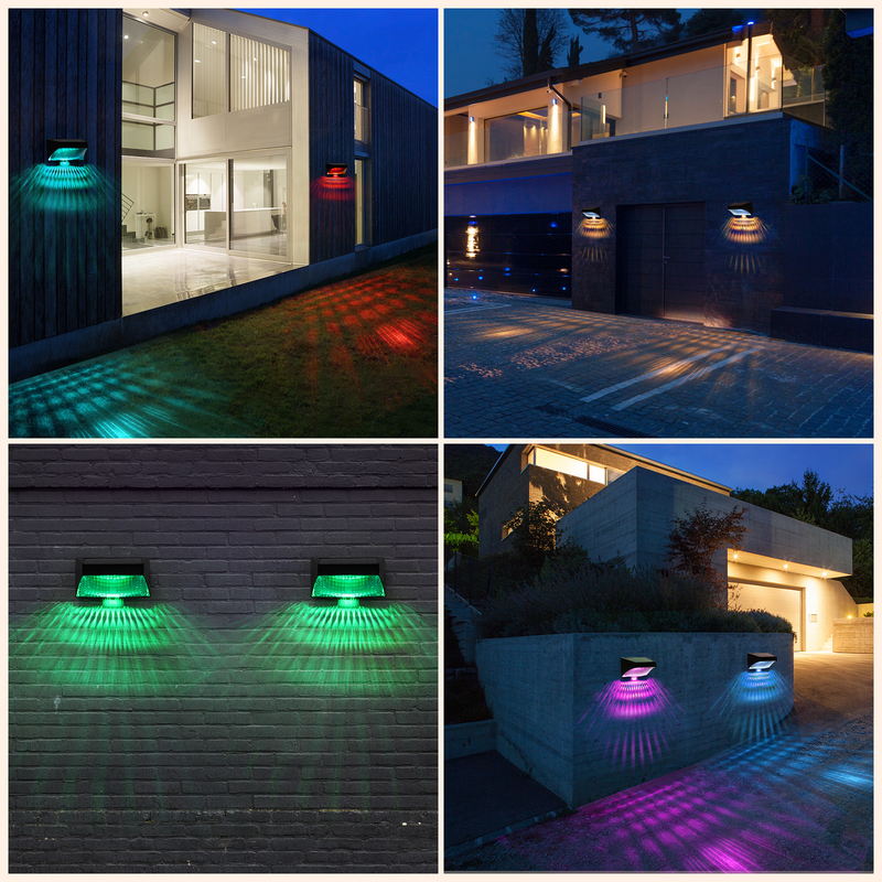 Outdoor Garden IP65 Solar Fence Light with Warm White RGB Light Color and Remote Control
