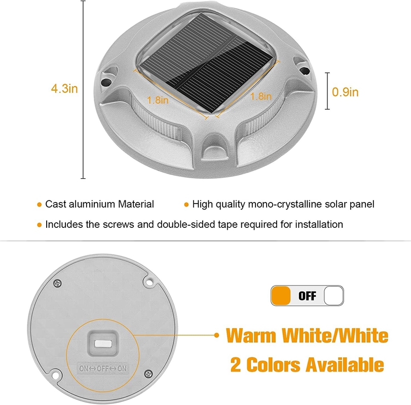 Aluminum Alloy PC Housing 2V Solar Road Studs for Long Lifespan and Extended Working Time