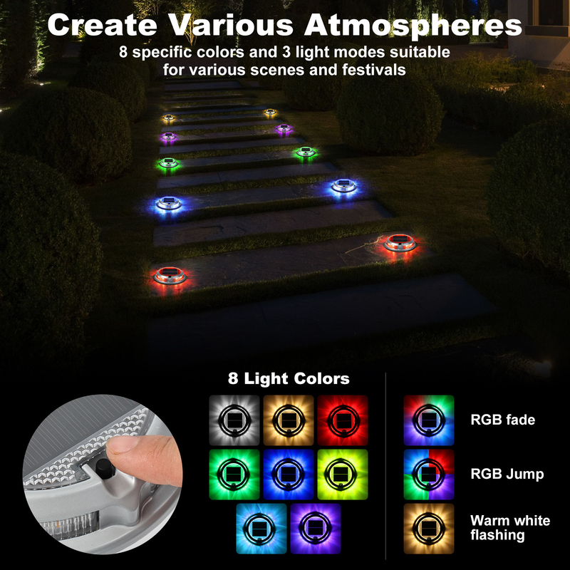 1200mAh Battery RGB Solar Deck Light For Long Lasting Outdoor Illumination 110*22MM