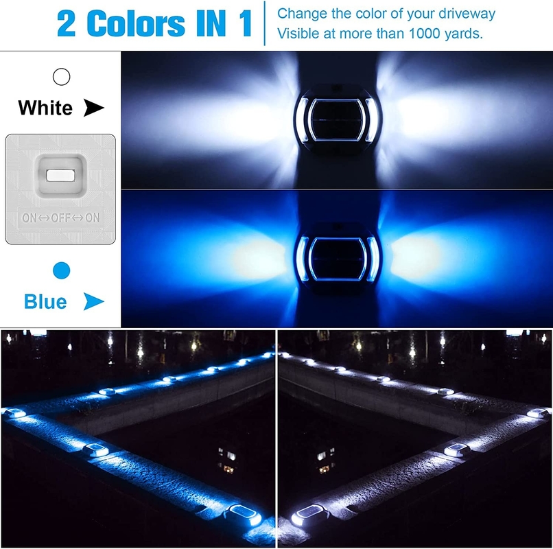 Aluminum IP68 Waterproof Solar Powered Driveway Dock Lights for Outdoor Stairs Step Fence Yard Patio
