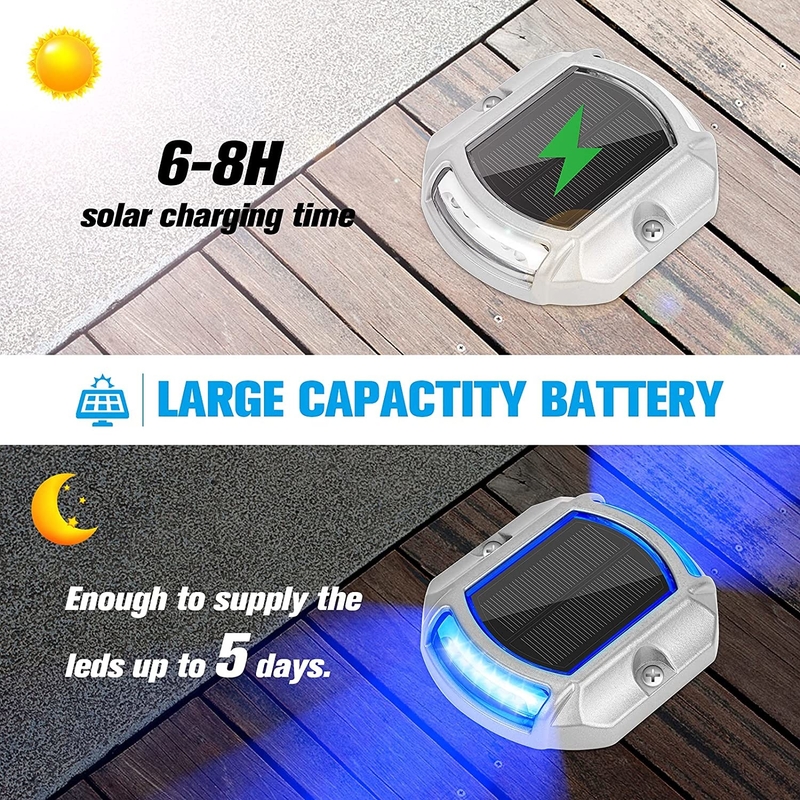 Aluminum IP68 Waterproof Solar Powered Driveway Dock Lights for Outdoor Stairs Step Fence Yard Patio