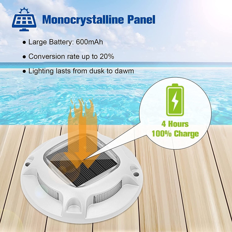 IP67 Waterproof Solar Dock Light with Battery 1.2V/600MAH Ni-Mh Battery -20C- 60C for Dock Safety and Illumination