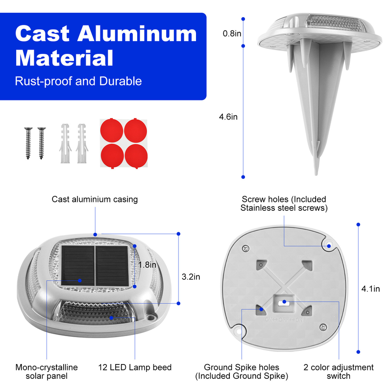 Waterproof Solar LED Garden Dock Light Made of Aluminum Material with 1.2V/600mah Battery and 2V/140ma Solar Panel